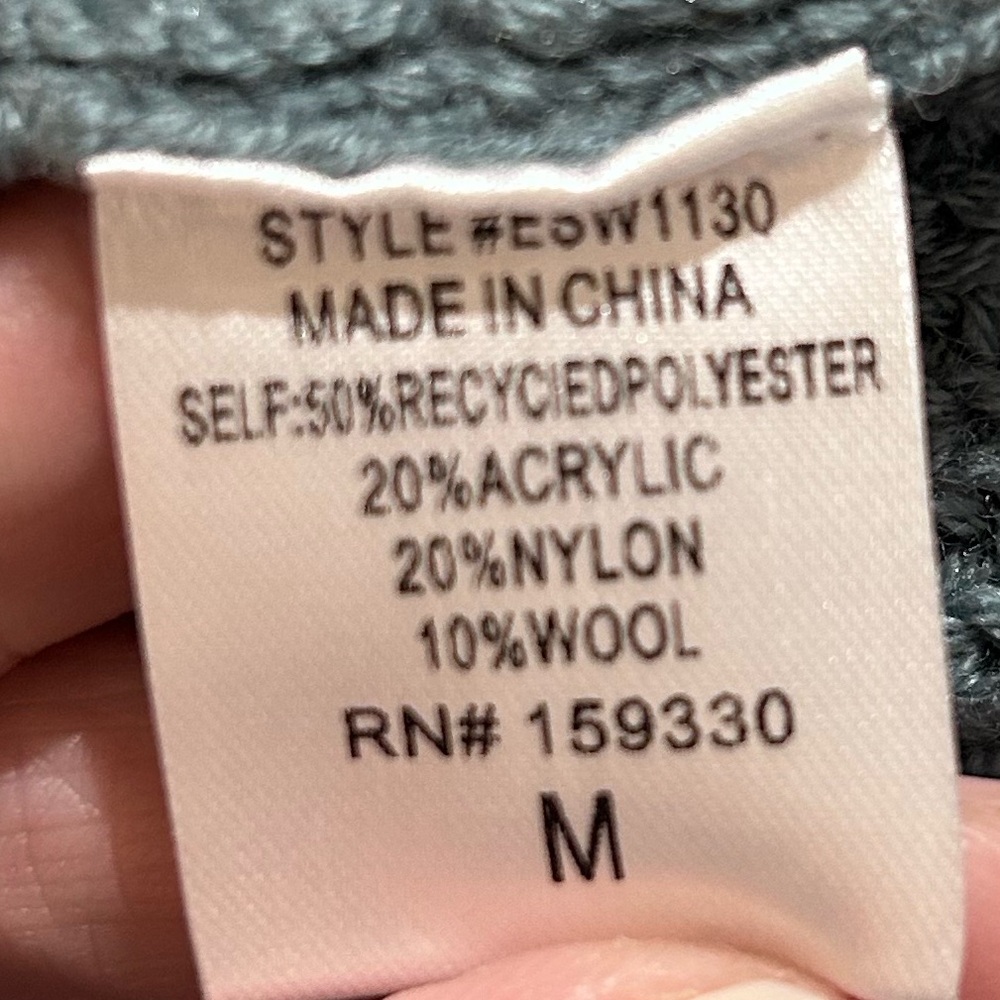 Heyson Teal Cable Knit V Neck Cardigan Sweater Embroidered Yellow Flowers Medium - Picture 5 of 6